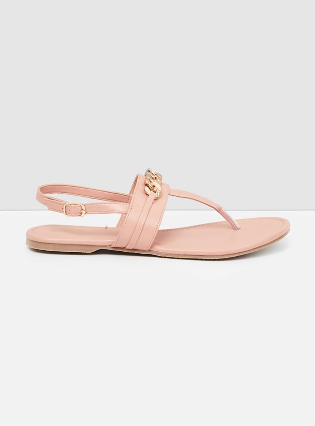 Women Embellished Sling Back Flat Sandals