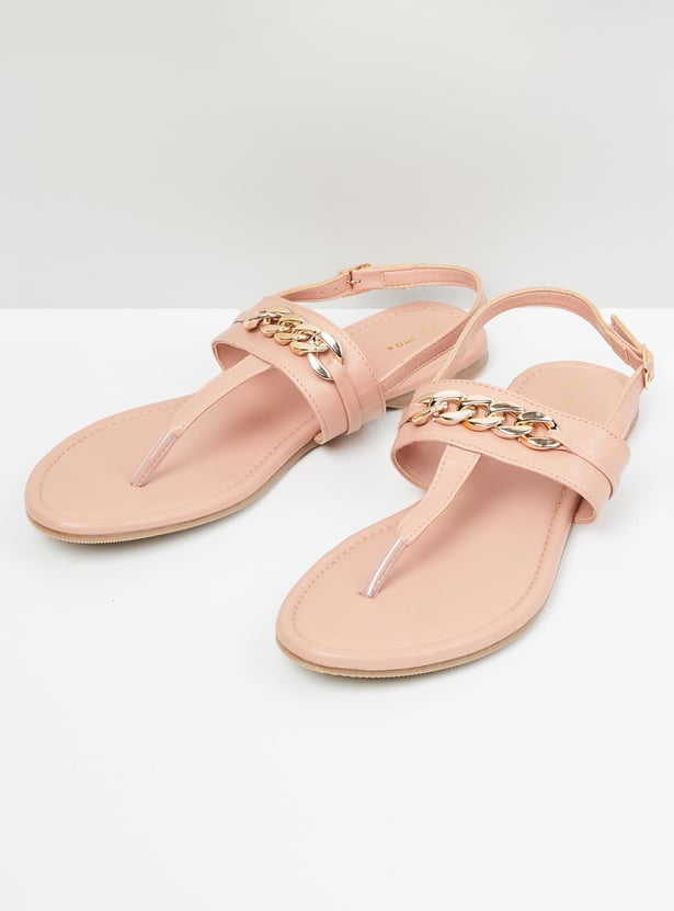 Women Embellished Sling Back Flat Sandals