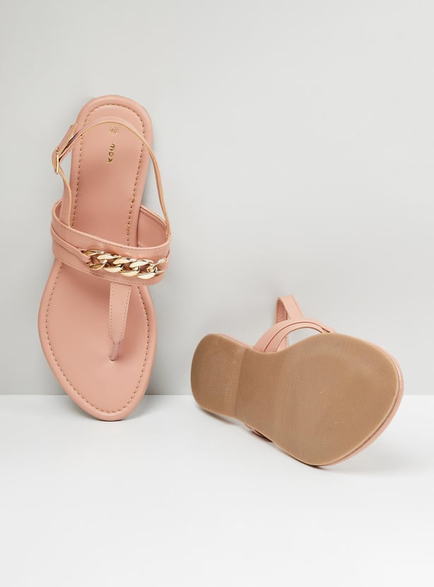 Women Embellished Sling Back Flat Sandals