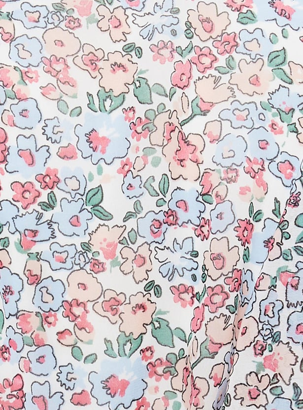 Women Printed Flutter Sleeves A-line Dress