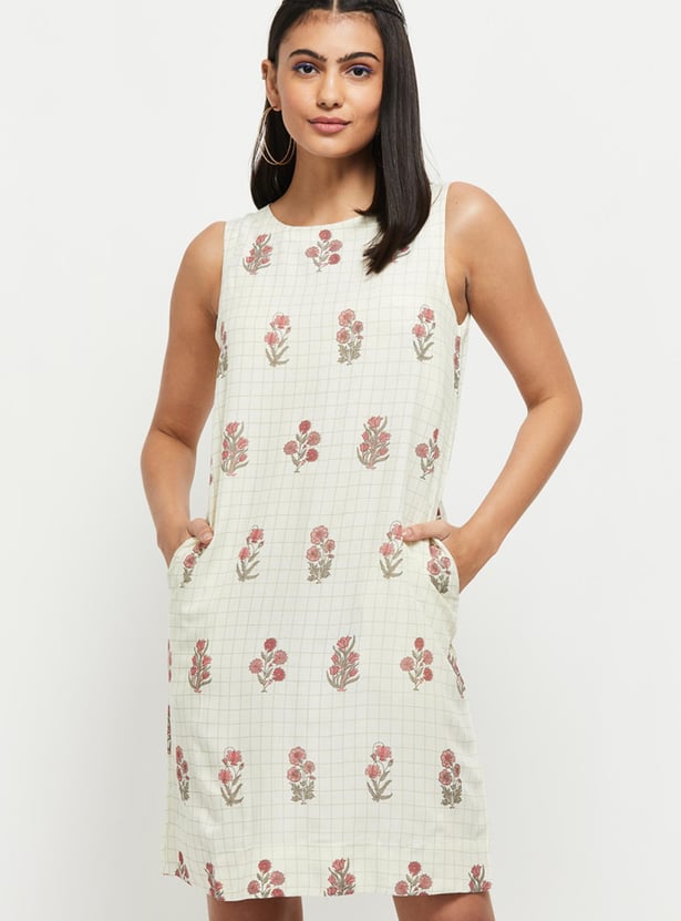 Women Printed Sleeveless Ethnic Shift Dress