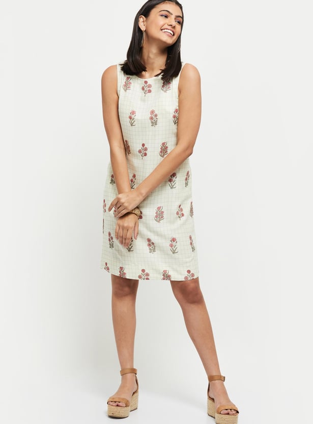 Women Printed Sleeveless Ethnic Shift Dress