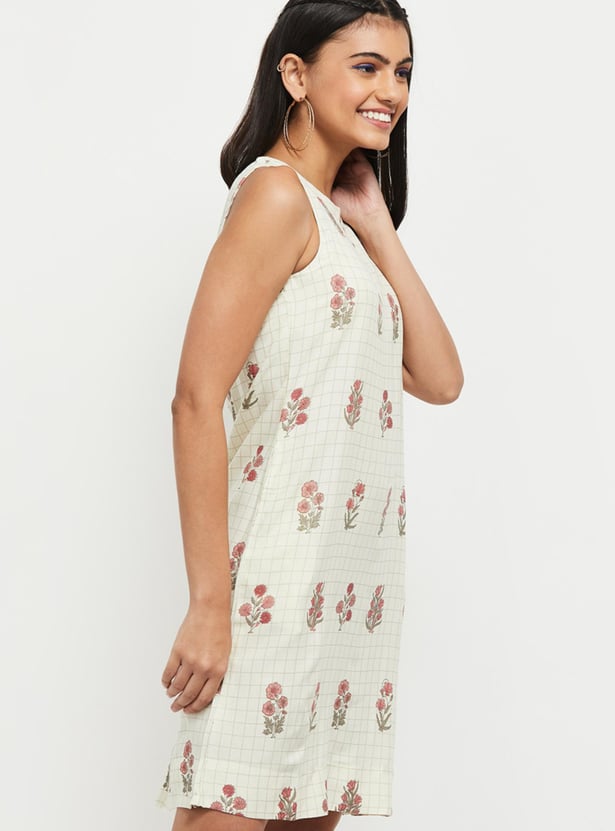 Women Printed Sleeveless Ethnic Shift Dress