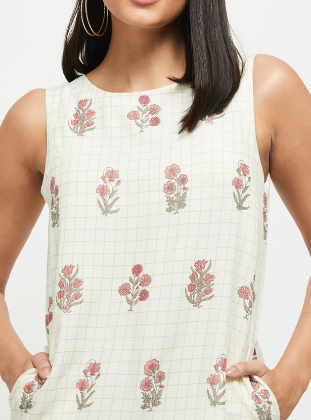 Women Printed Sleeveless Ethnic Shift Dress