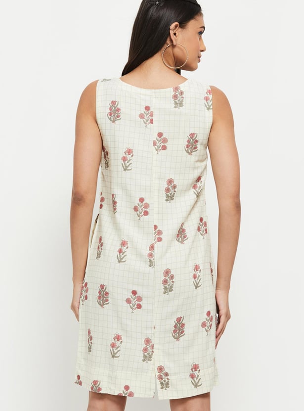 Women Printed Sleeveless Ethnic Shift Dress