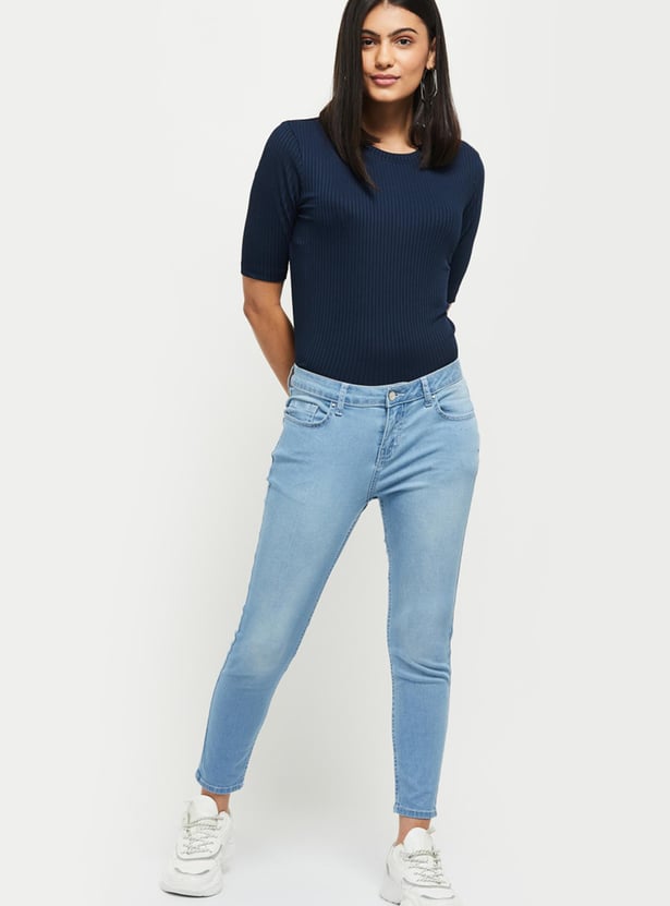 Women Textured Round Neck Casual Top
