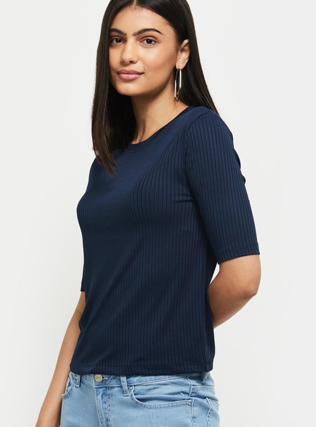 Women Textured Round Neck Casual Top
