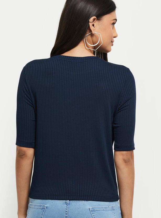 Women Textured Round Neck Casual Top