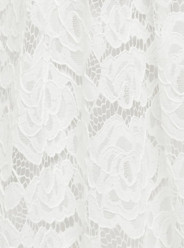 Women Lace Belted A-Line Dress