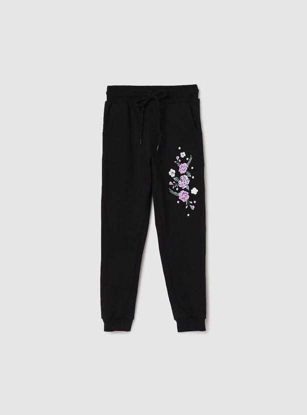 Girls Printed Elasticated Track Pants - Pack of 2
