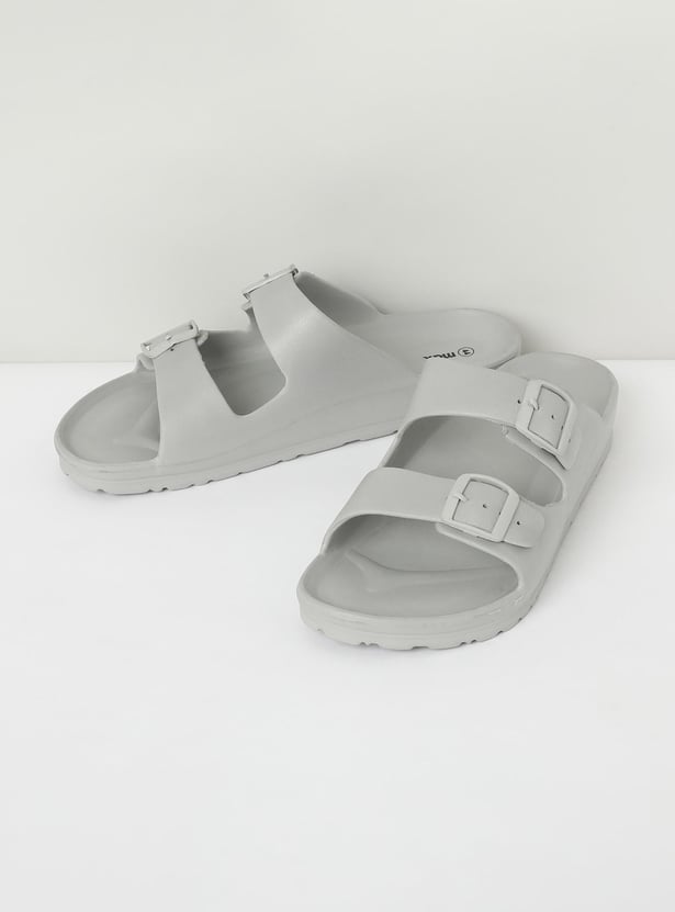 Men Solid Sandals with Buckle Straps