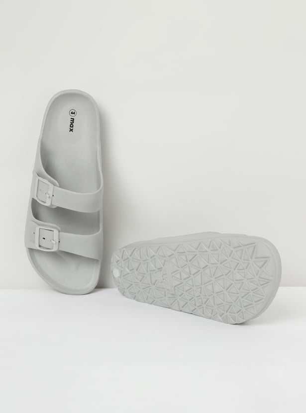 Men Solid Sandals with Buckle Straps