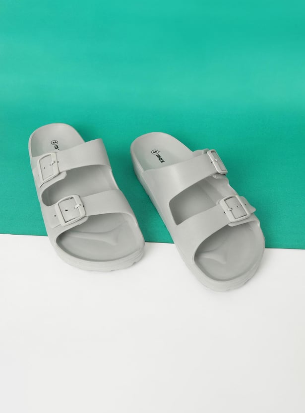 Men Solid Sandals with Buckle Straps
