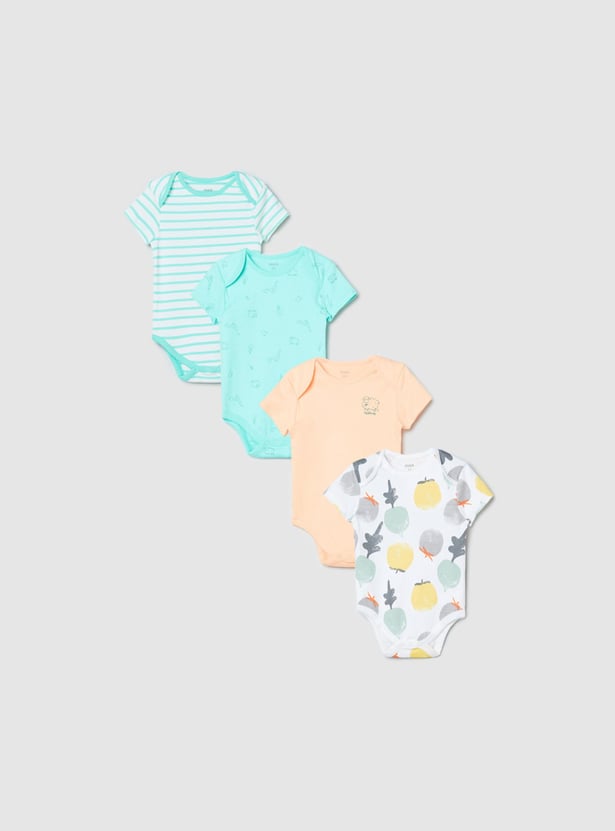 Boys Printed Bodysuit- Pack of 4