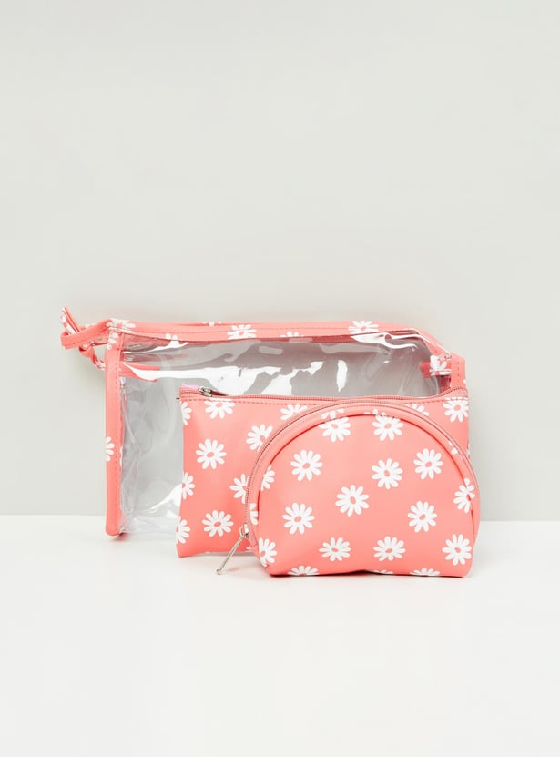 MAX Women Printed Zip-Closure Pouch - Set of 3