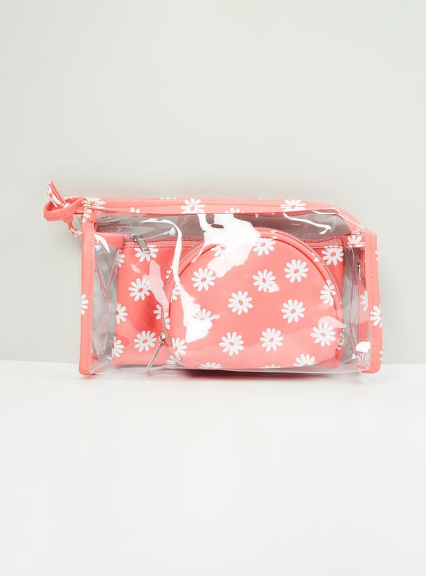 MAX Women Printed Zip-Closure Pouch - Set of 3