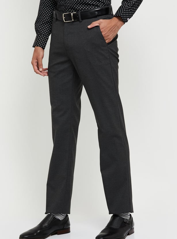 Men Solid Slim Fit Formal Trousers 