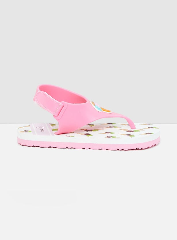 Girls Printed Slippers with Back Strap
