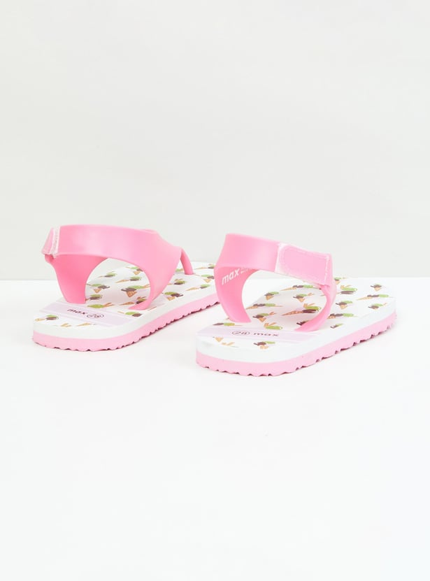 Girls Printed Slippers with Back Strap