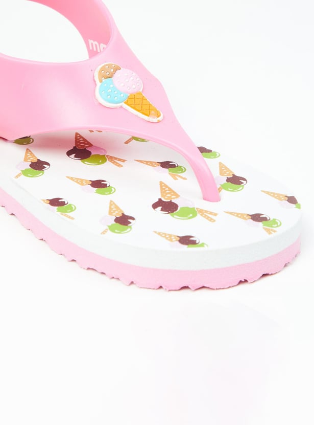 Girls Printed Slippers with Back Strap
