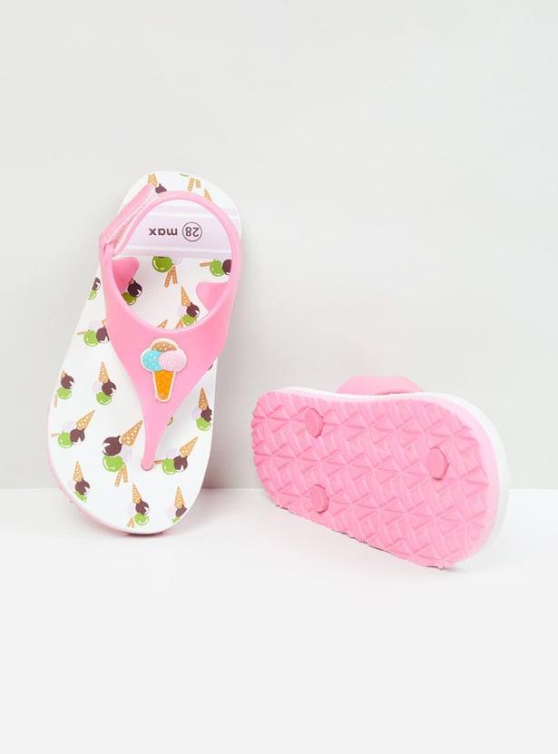 Girls Printed Slippers with Back Strap