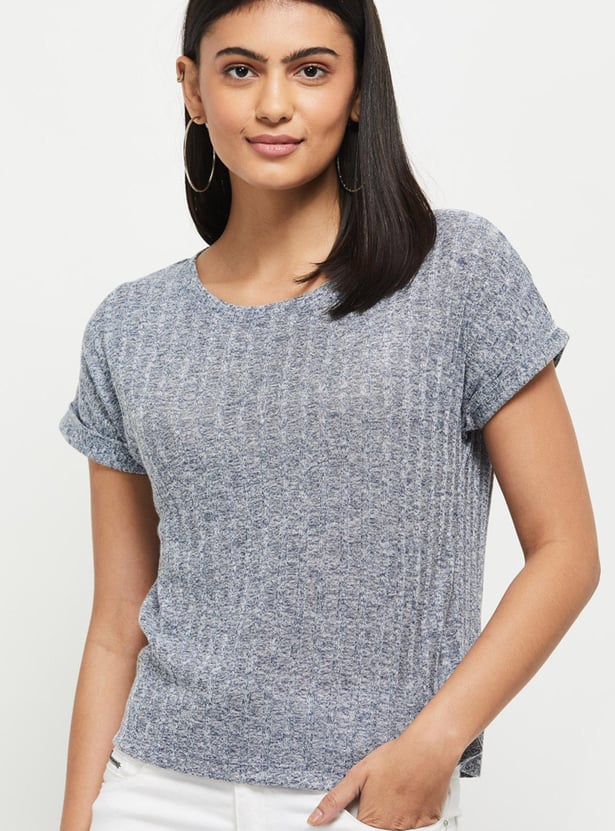 Women Textured Round Neck T-shirt