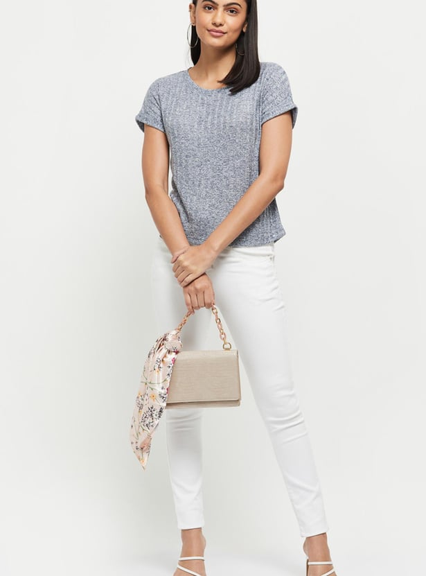 Women Textured Round Neck T-shirt