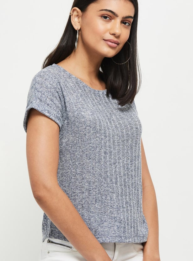 Women Textured Round Neck T-shirt
