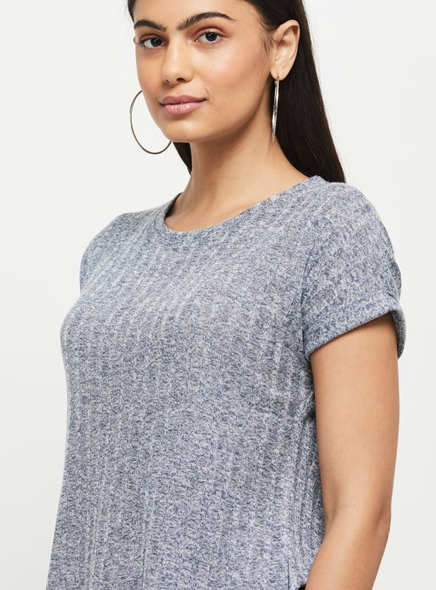 Women Textured Round Neck T-shirt