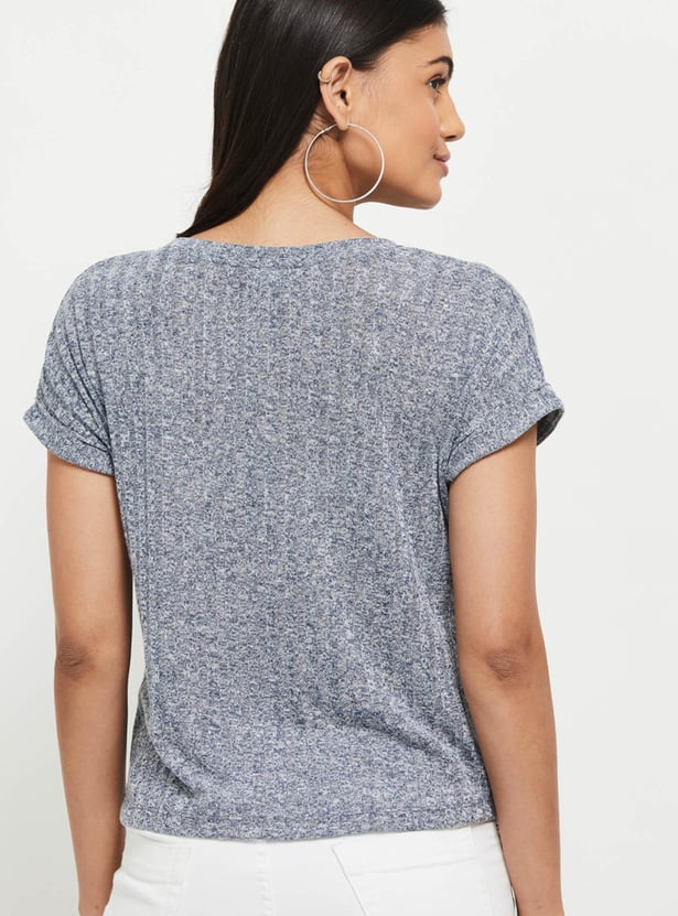 Women Textured Round Neck T-shirt