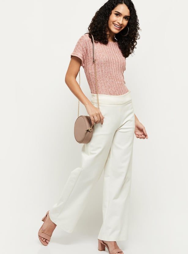 Women Textured Round Neck T-shirt