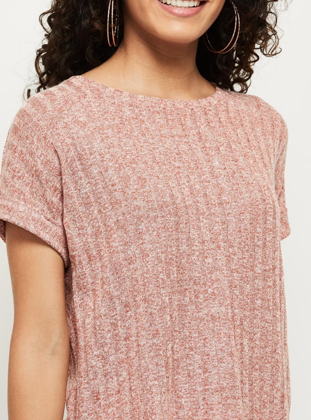 Women Textured Round Neck T-shirt