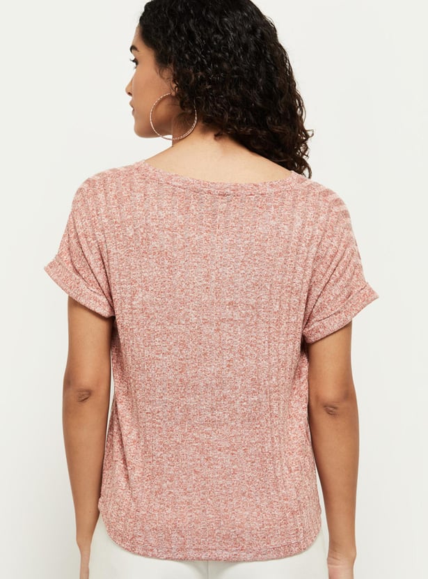 Women Textured Round Neck T-shirt
