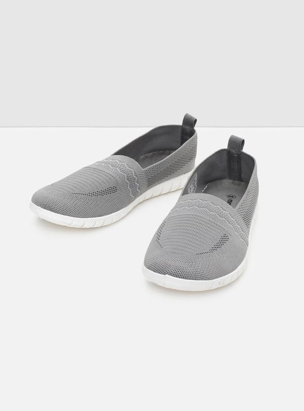 Women Textured Canvas Slip-On Shoes