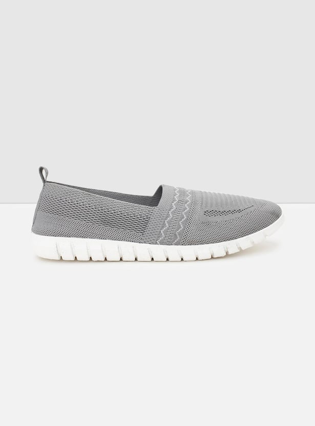 Women Textured Canvas Slip-On Shoes