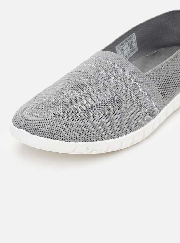 Women Textured Canvas Slip-On Shoes