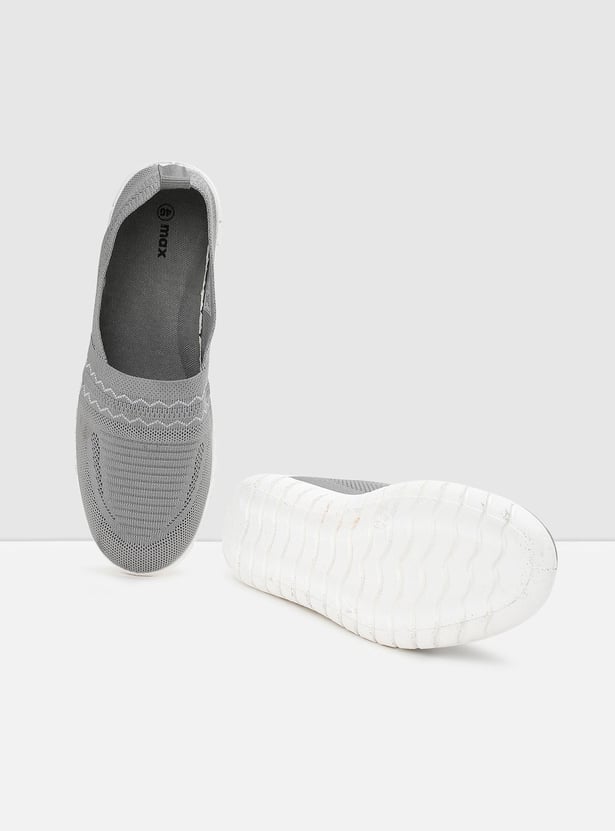 Women Textured Canvas Slip-On Shoes