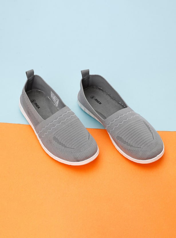 Women Textured Canvas Slip-On Shoes