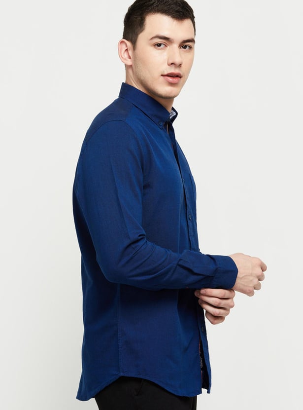 Men Solid Full Sleeves Slim Fit Casual Shirt