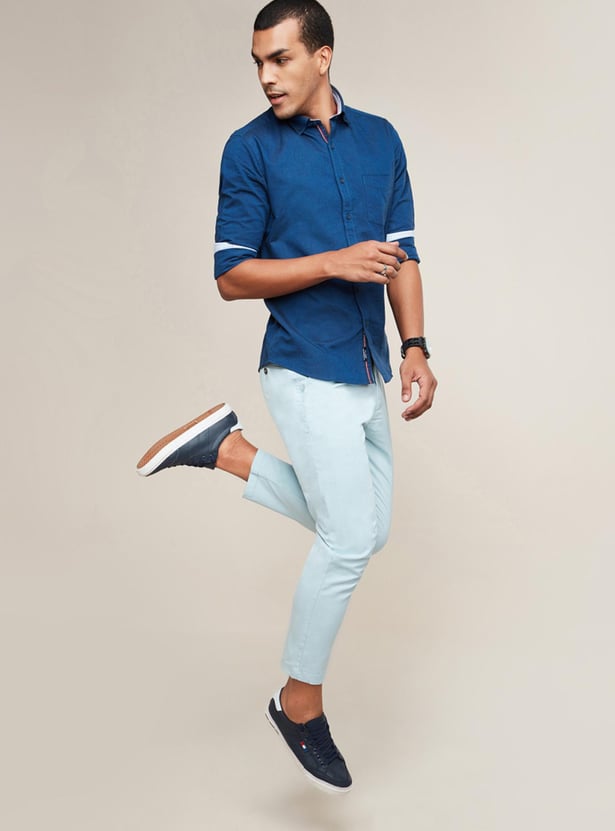 Men Solid Full Sleeves Slim Fit Casual Shirt