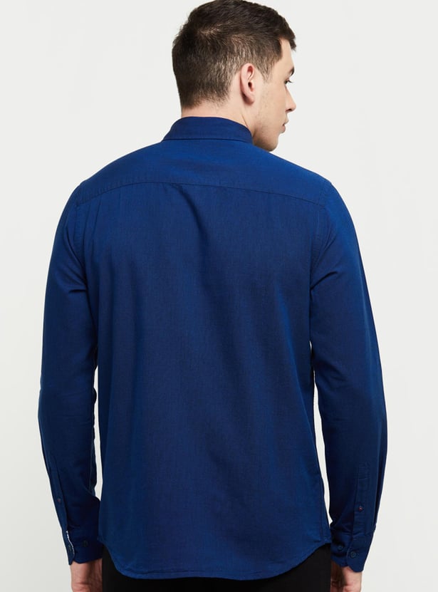 Men Solid Full Sleeves Slim Fit Casual Shirt