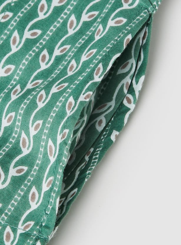Boys Printed Band Collar Kurta