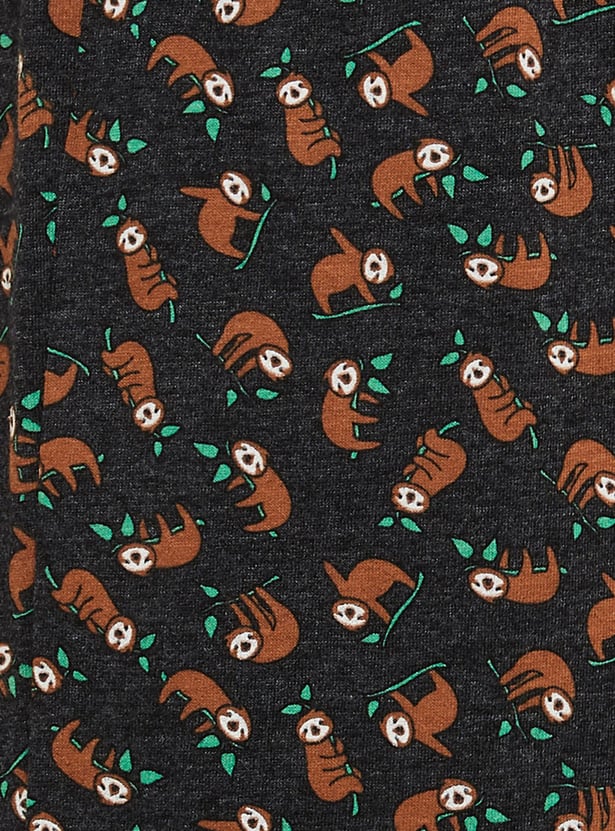 Women Printed T-shirt With Drawstring Waist Pyjamas