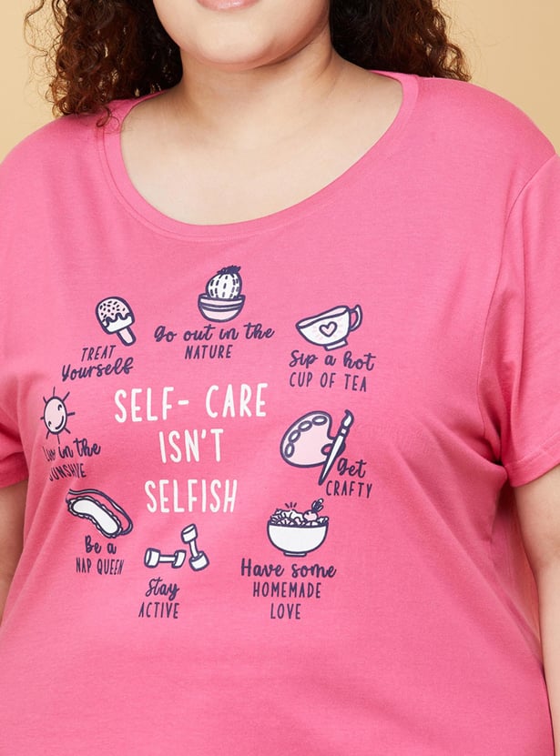 Women Cotton Printed T-shirt with Pyjamas