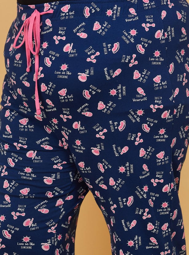Women Cotton Printed T-shirt with Pyjamas