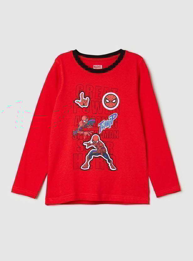 Spiderman Printed Crew Neck T-shirt