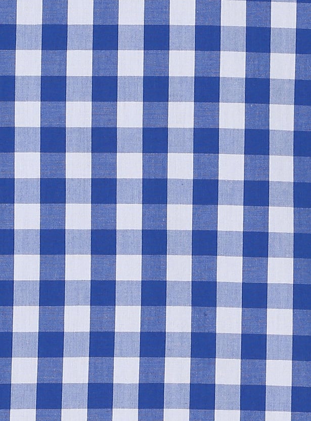 Boys Checked Band Collar Regular Fit Casual Shirt