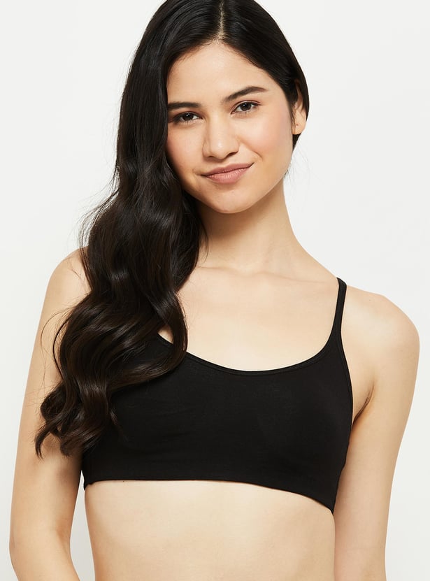 Women Solid Non-Padded Cami Bra