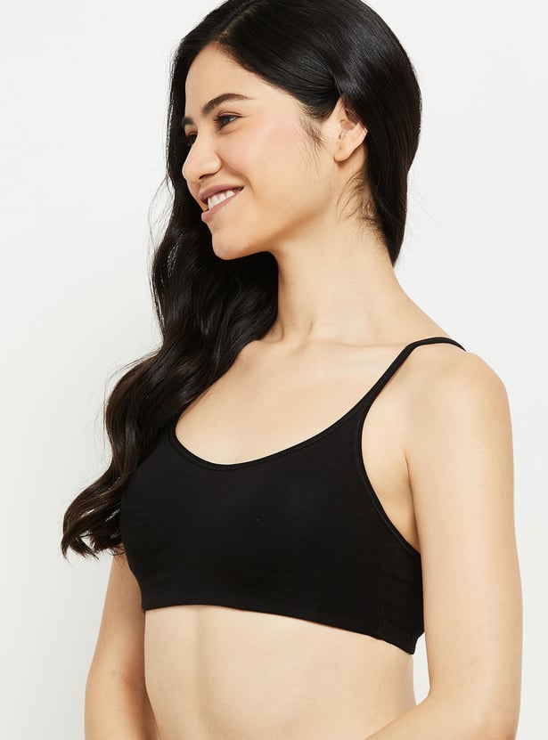 Women Solid Non-Padded Cami Bra