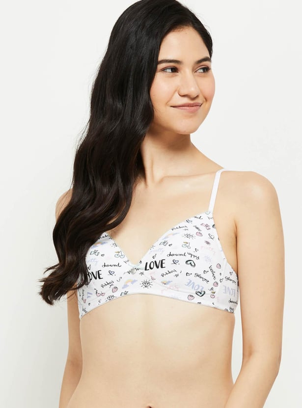 Women Printed Padded Non-Wired T-shirt Bra - Pack of 2